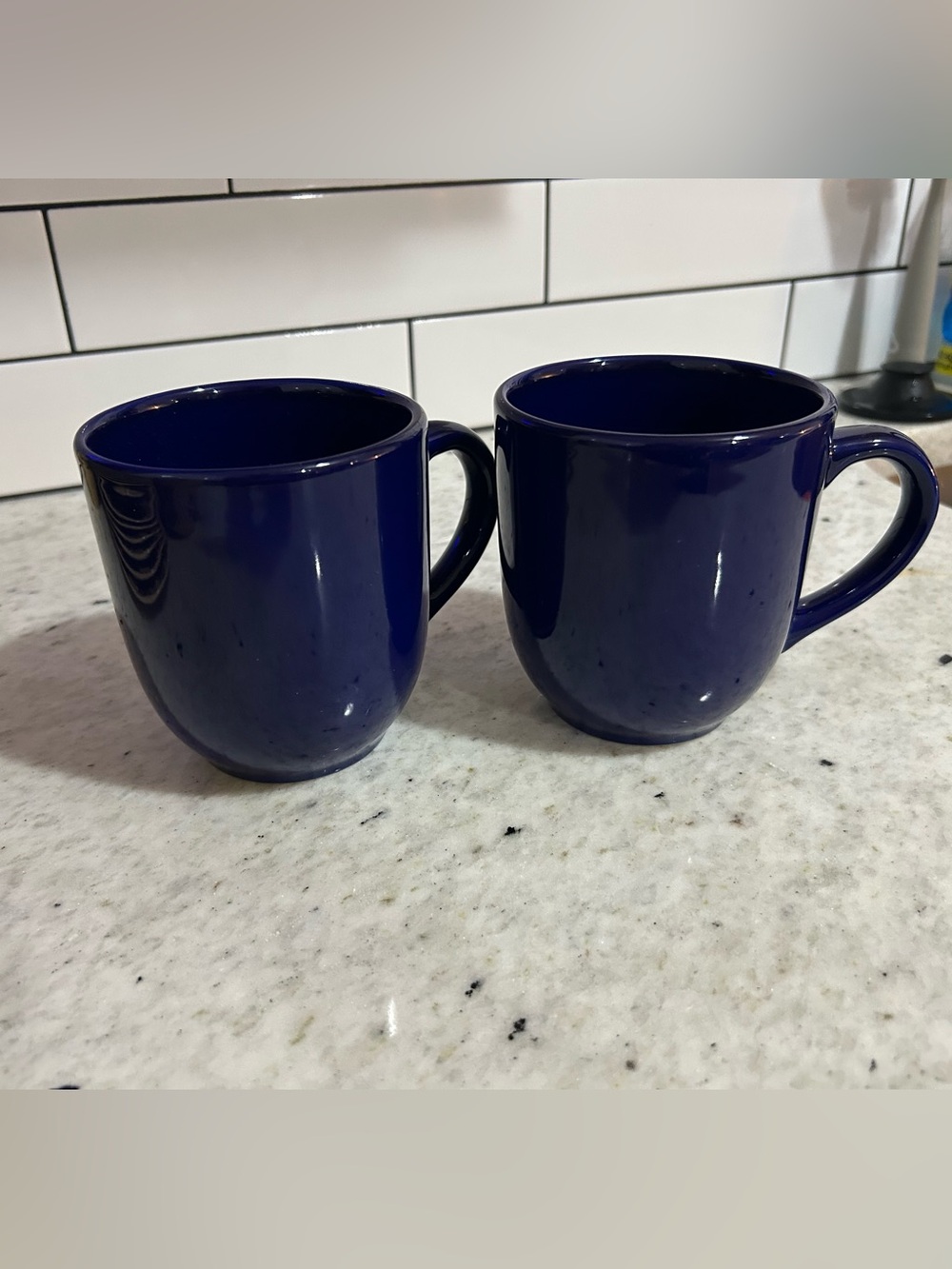 Classic Deep Blue Ceramic Coffee Mugs - Set of 2